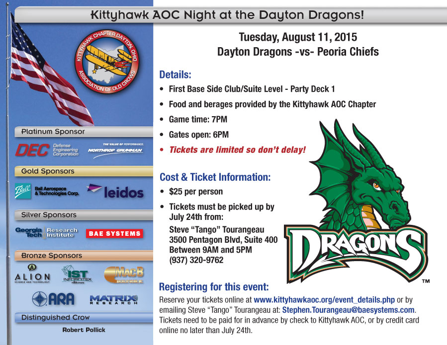Kittyhawk AOC Night at the Dayton Dragons!